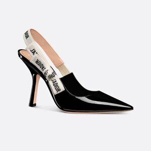 DIOR Women's J'Adior Slingback Pump Black Patent Calfskin Size 7
